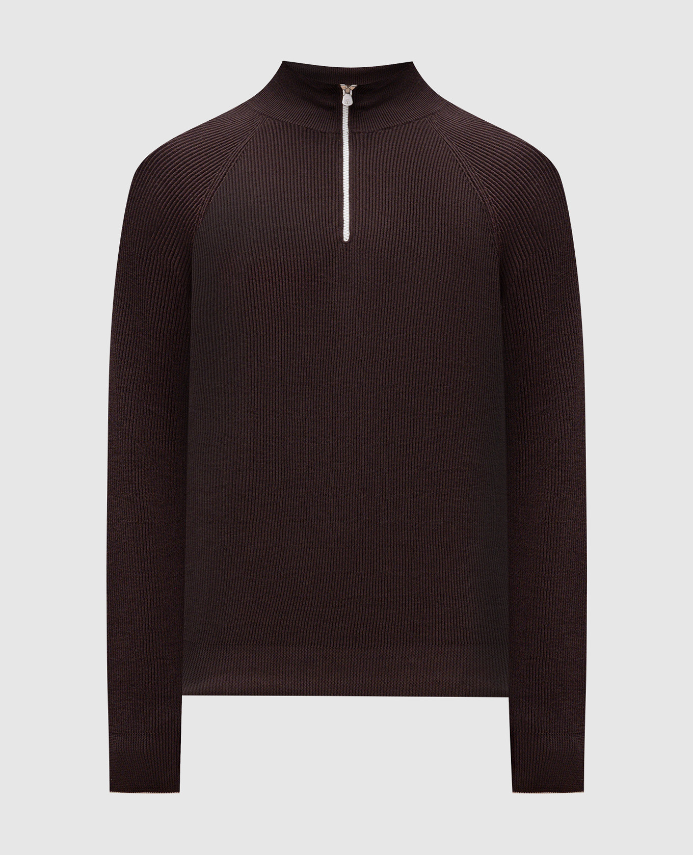 

Brown ribbed jumper with zipper Brunello Cucinelli