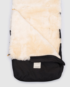 Binibamba Children's black sheepskin envelope with logo patch PUFFMUFF