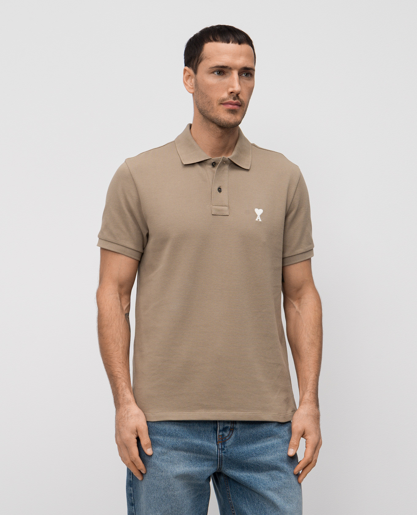 

Khaki polo shirt with Ami de Coeur embroidered logo Ami Paris