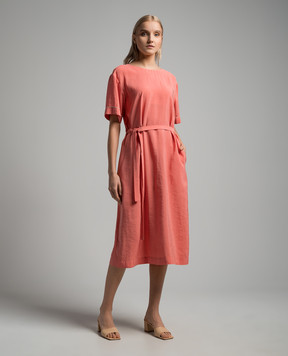Peserico Pink midi dress with monil chain S0211401509