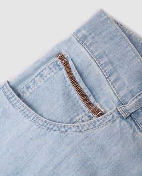 Brunello Cucinelli Children's blue jeans with logo BH192P644B