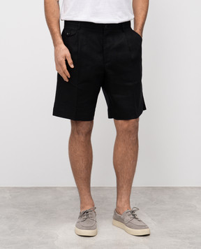 Dolce&Gabbana Black linen shorts GW0MATFU4MC