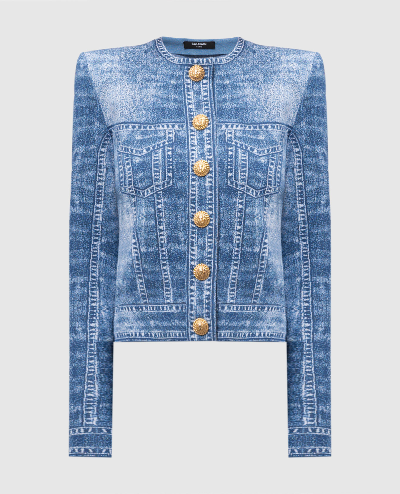 Blue cardigan with jacquard pattern Balmain
