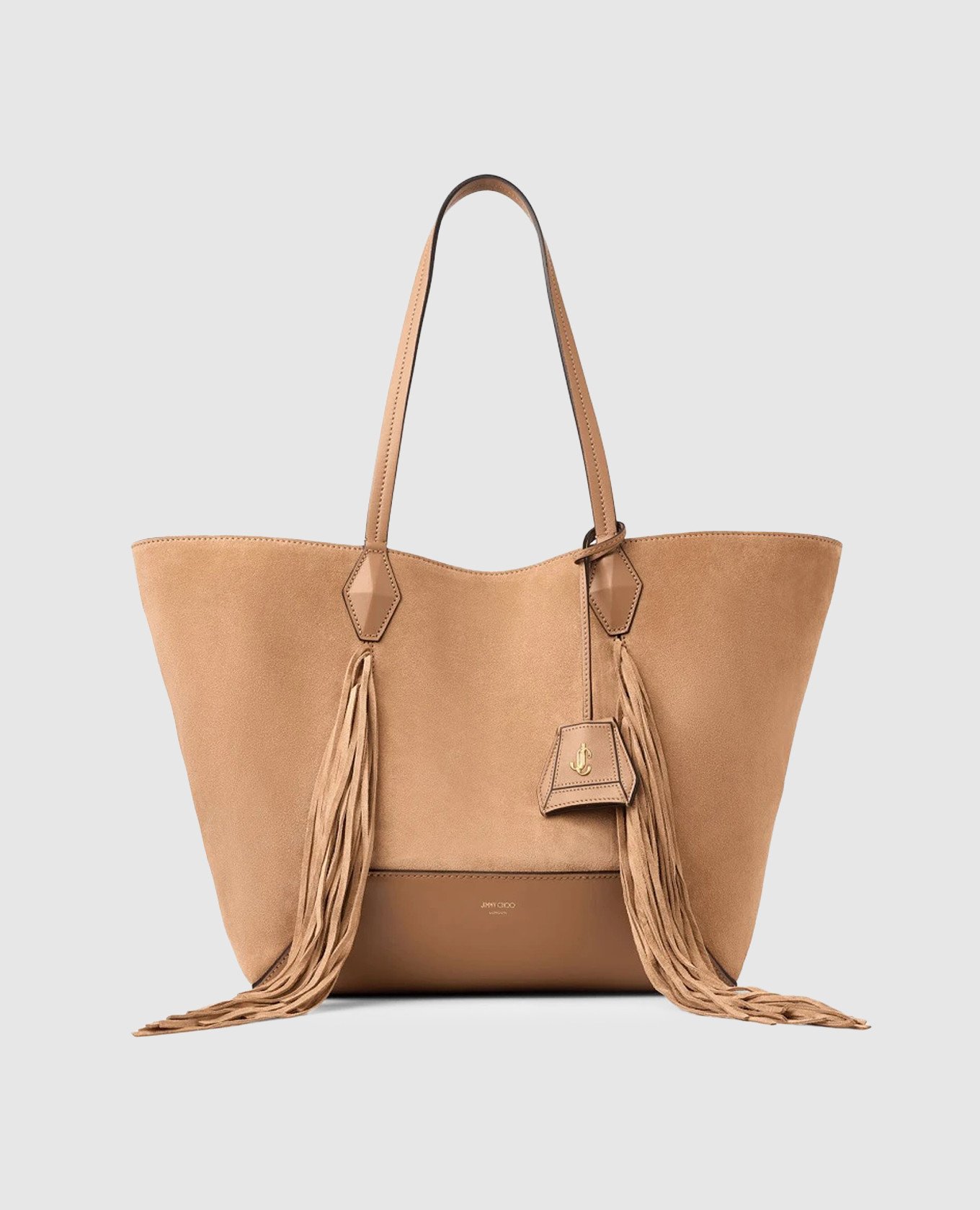 

Beige suede Diamond tote bag with fringe Jimmy Choo