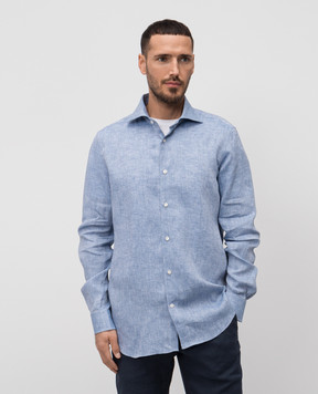 Enrico Mandelli Blue linen shirt TAILOR5701