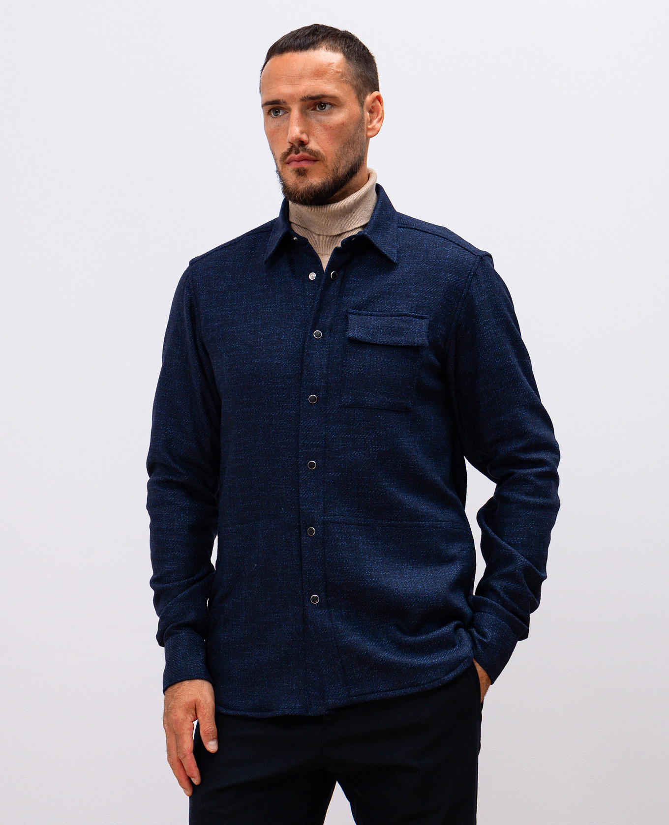 

Blue shirt with wool and silk Kiton