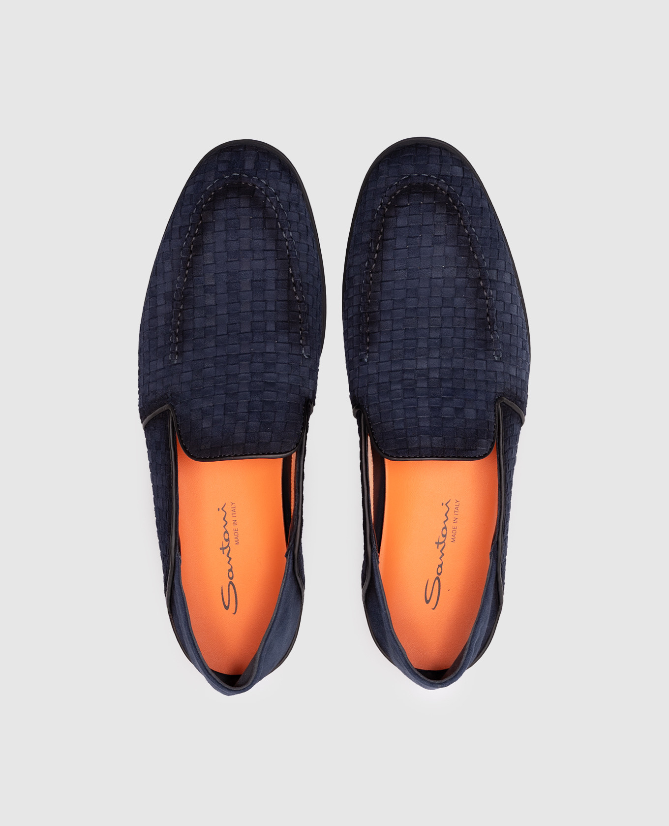 

Blue suede loafers with weaving Santoni