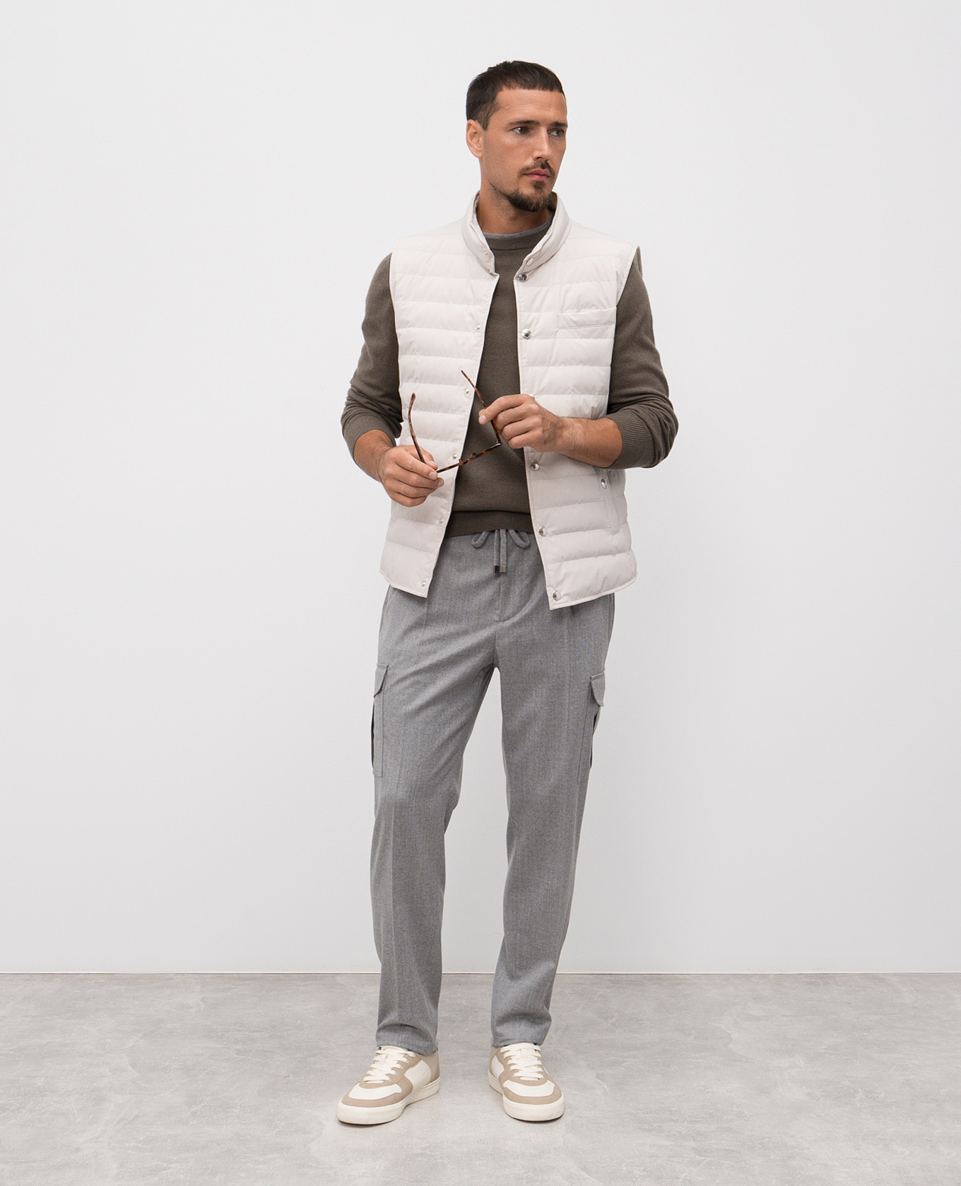 

Khaki wool and cashmere jumper Peserico