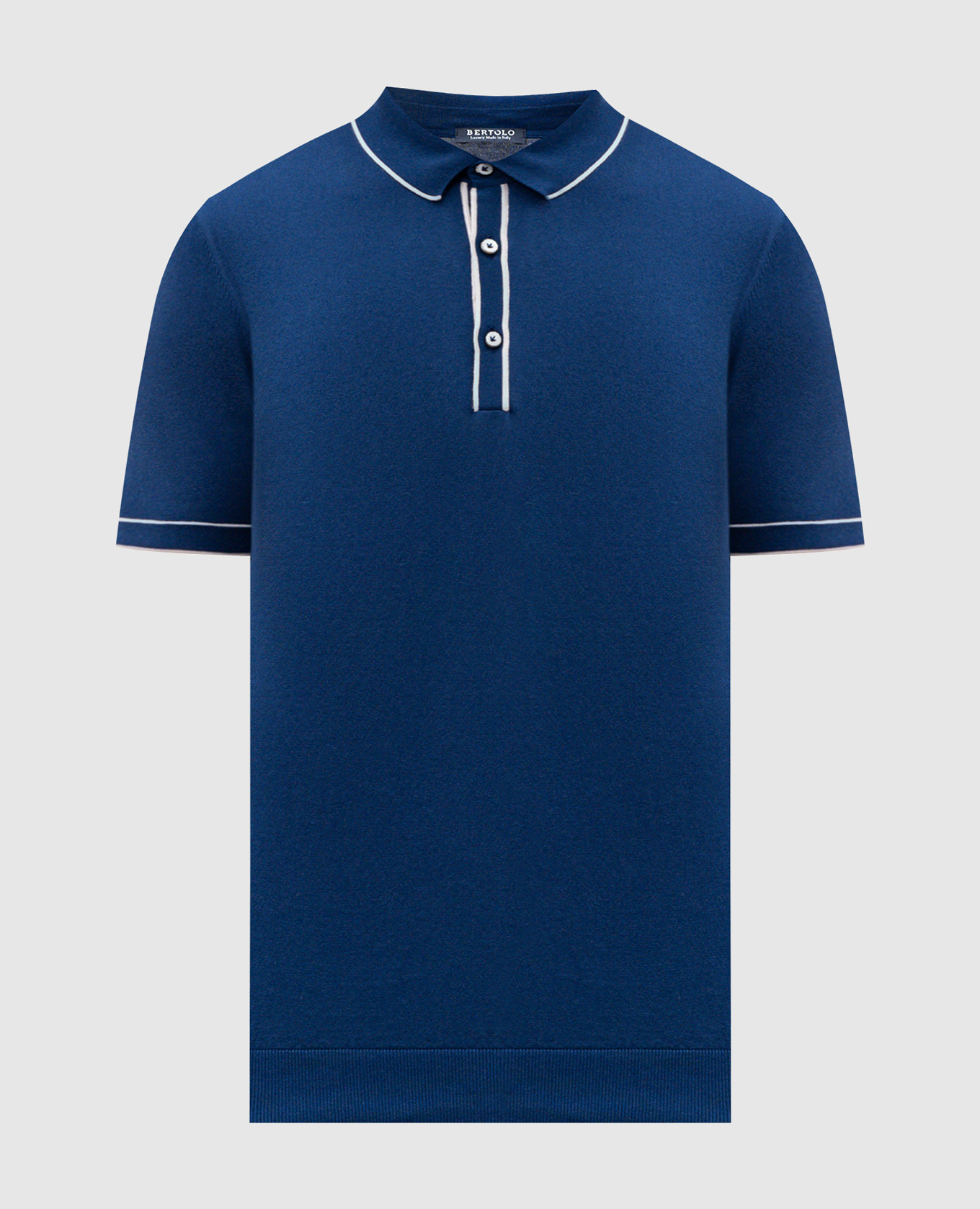 

Blue silk polo with contrast trim Bertolo Cashmere