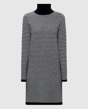 Allude Black midi dress made of wool and cashmere in a geometric pattern 24517022