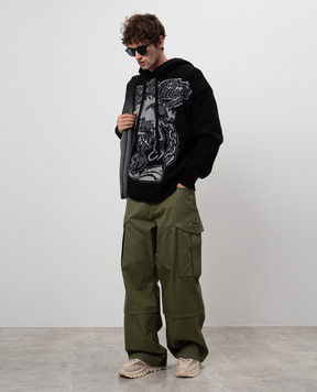 Off-White Black Scorpio hoodie with wool OMHU006F24KNI001