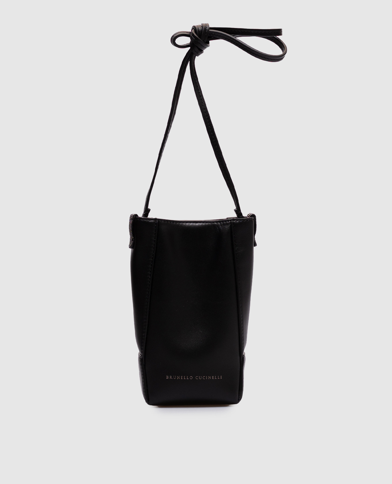 Black leather mini bag with logo Brunello Cucinelli
