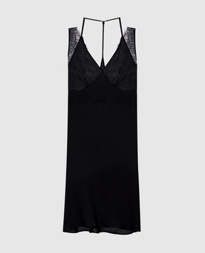 Jacob Lee Black double-layered silk top WST0228SS25B
