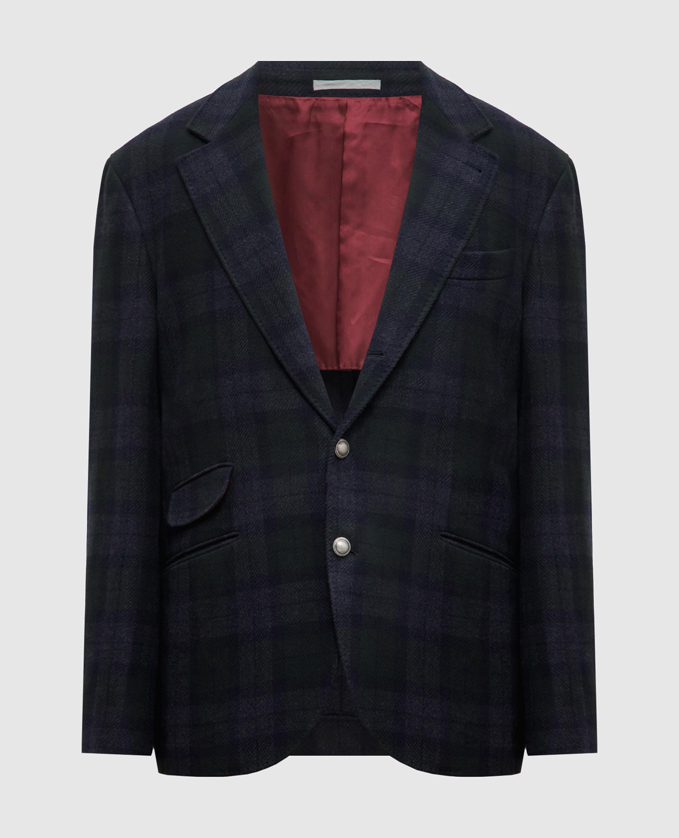 

Blue checked wool and cashmere jacket Brunello Cucinelli, Синий