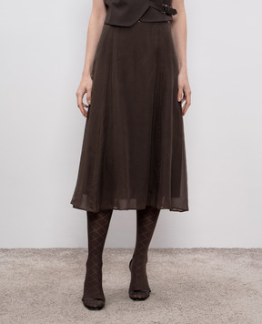 Brunello Cucinelli Brown silk skirt MP940G3877