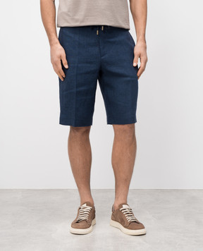 CAPOBIANCO Blue linen Bermuda shorts 18M851LL00