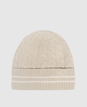 Moncler ENFANT Khaki wool children's hat with logo patch K29543B00014M1241