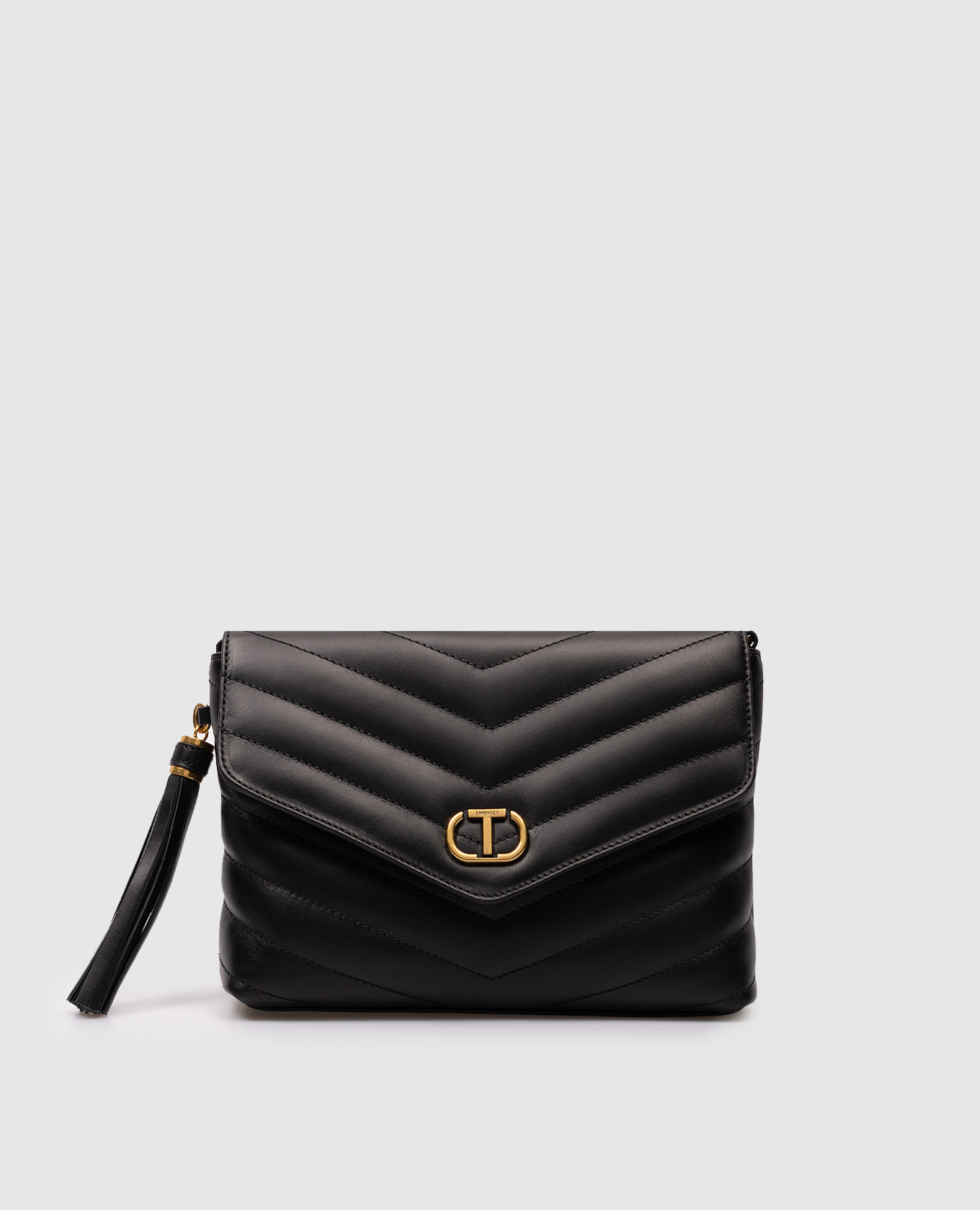 

Dreamy logo quilted black leather bag Twinset