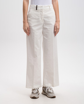 Peserico White pants with a patch P04736T302481
