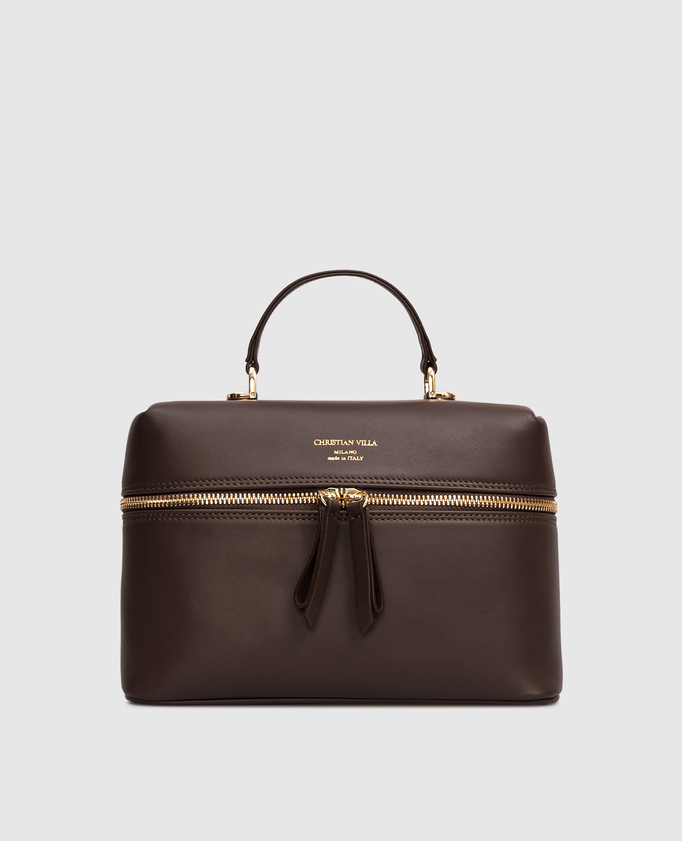 

Brown leather bag with logo print Christian Villa
