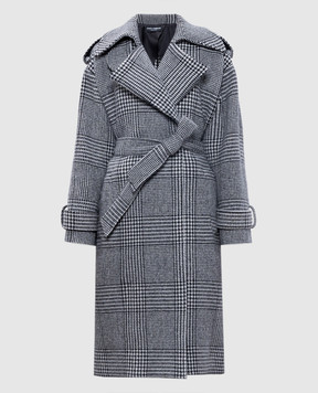 Dolce&Gabbana Black double-breasted coat with wool in Windsor check F0E2DTFQMKH