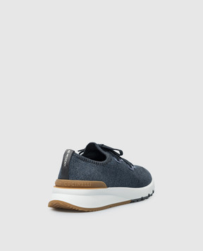 Brunello Cucinelli Blue melange sneakers with textured logo MZUKISO250