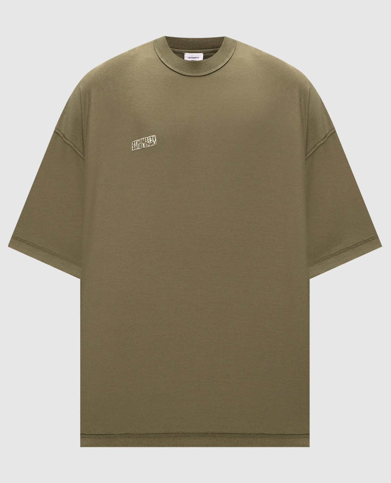 Khaki t-shirt with inside-out effect and logo vetements