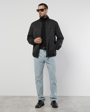 Valentino Black bomber jacket with metallic VLogo Signature logo 5V3CIO55CKV