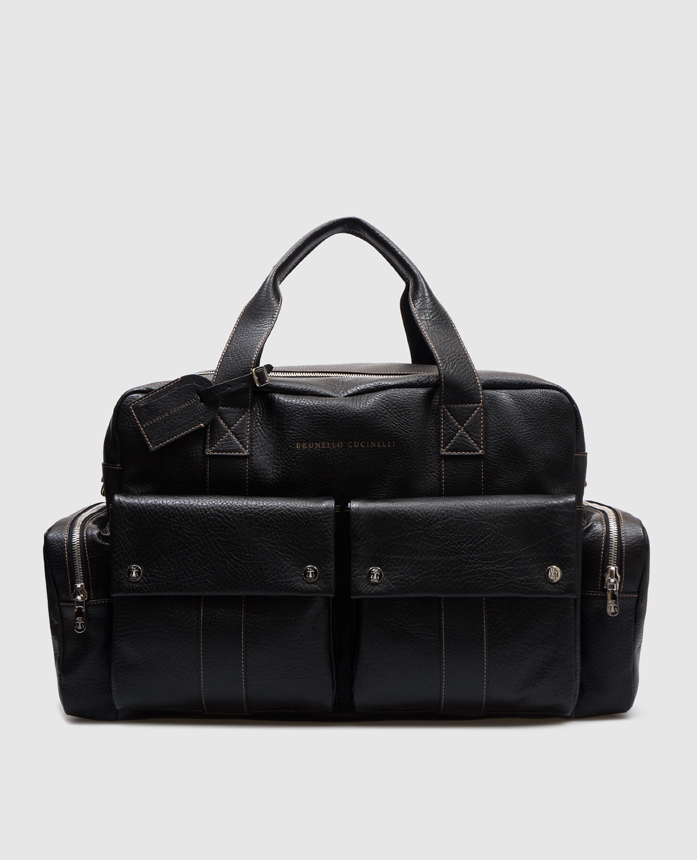 

Leisure Black Leather Travel Bag Brunello Cucinelli