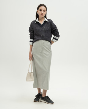 Peserico Blue wool, silk and cashmere pullover with lurex A99561F07B9240