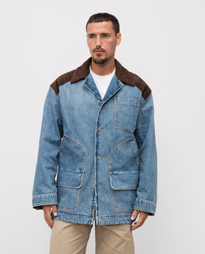 Bottega Veneta Blue denim jacket with suede inserts 837940V42W0