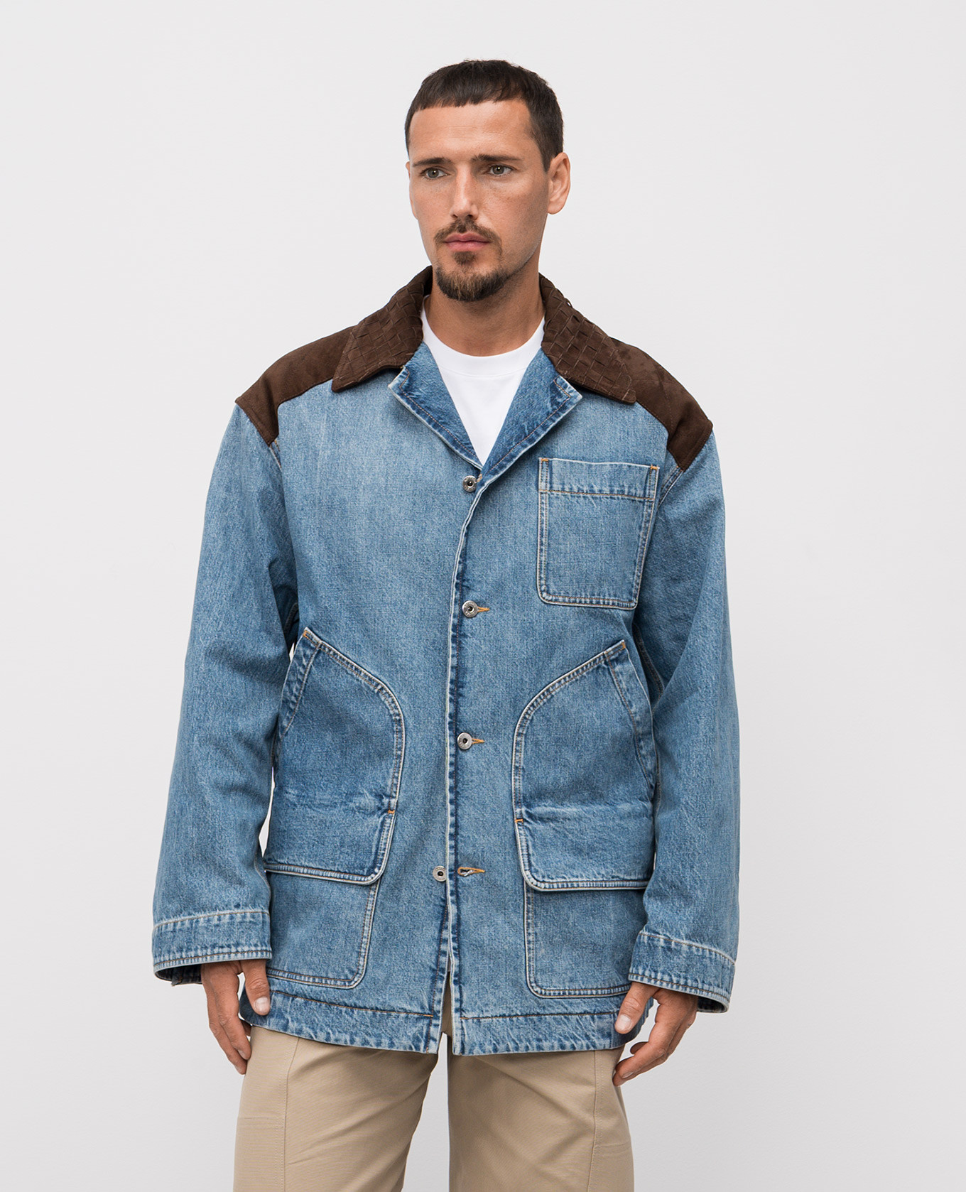 

Blue denim jacket with suede inserts Bottega Veneta
