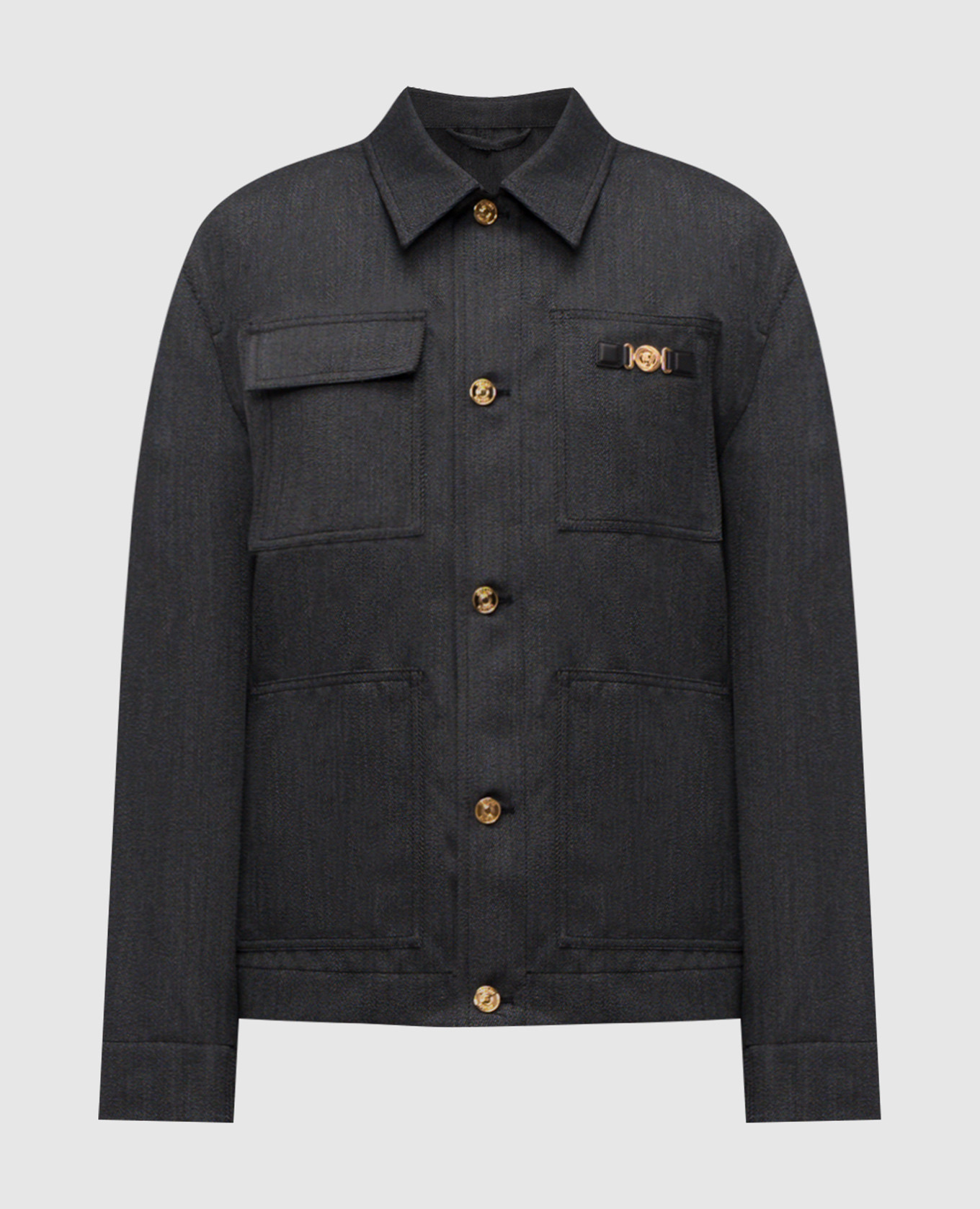 

Gray wool shirt jacket Versace, Grey