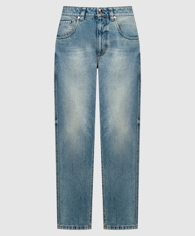 デニム・ジーパン BRUNELLO CUCINELLI 'Monile' denim jeans Blue MA095P5847 Brunello Cucinelli - Blue jeans with monil chain MA095P5847