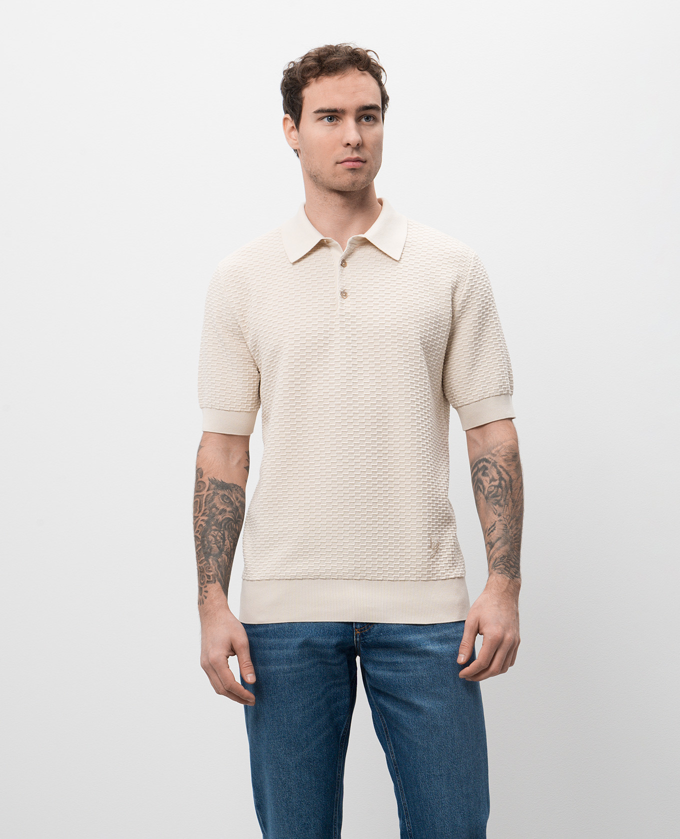 

Beige polo shirt with a pattern Dolce&Gabbana