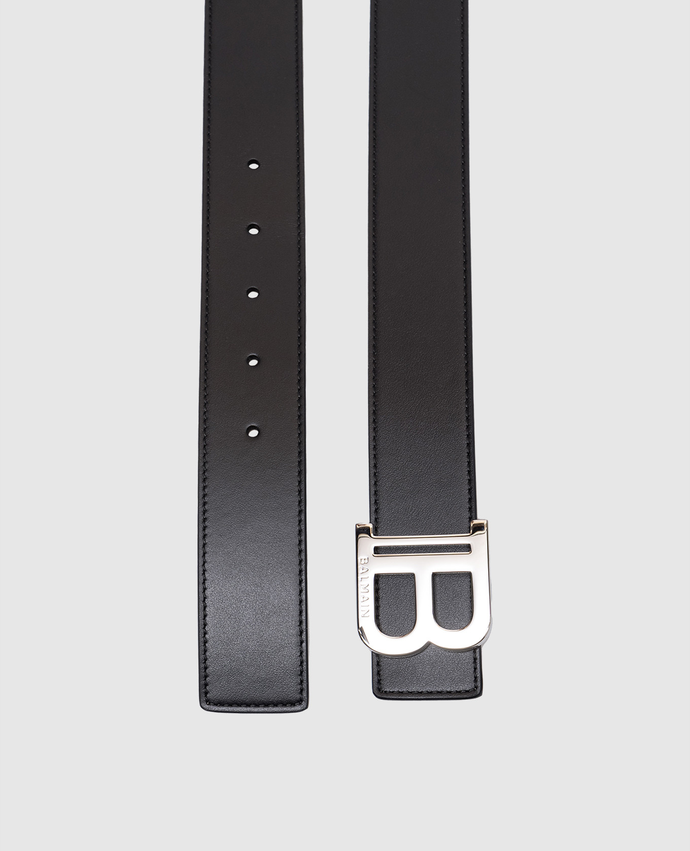 

Black leather belt with V logo monogram Balmain