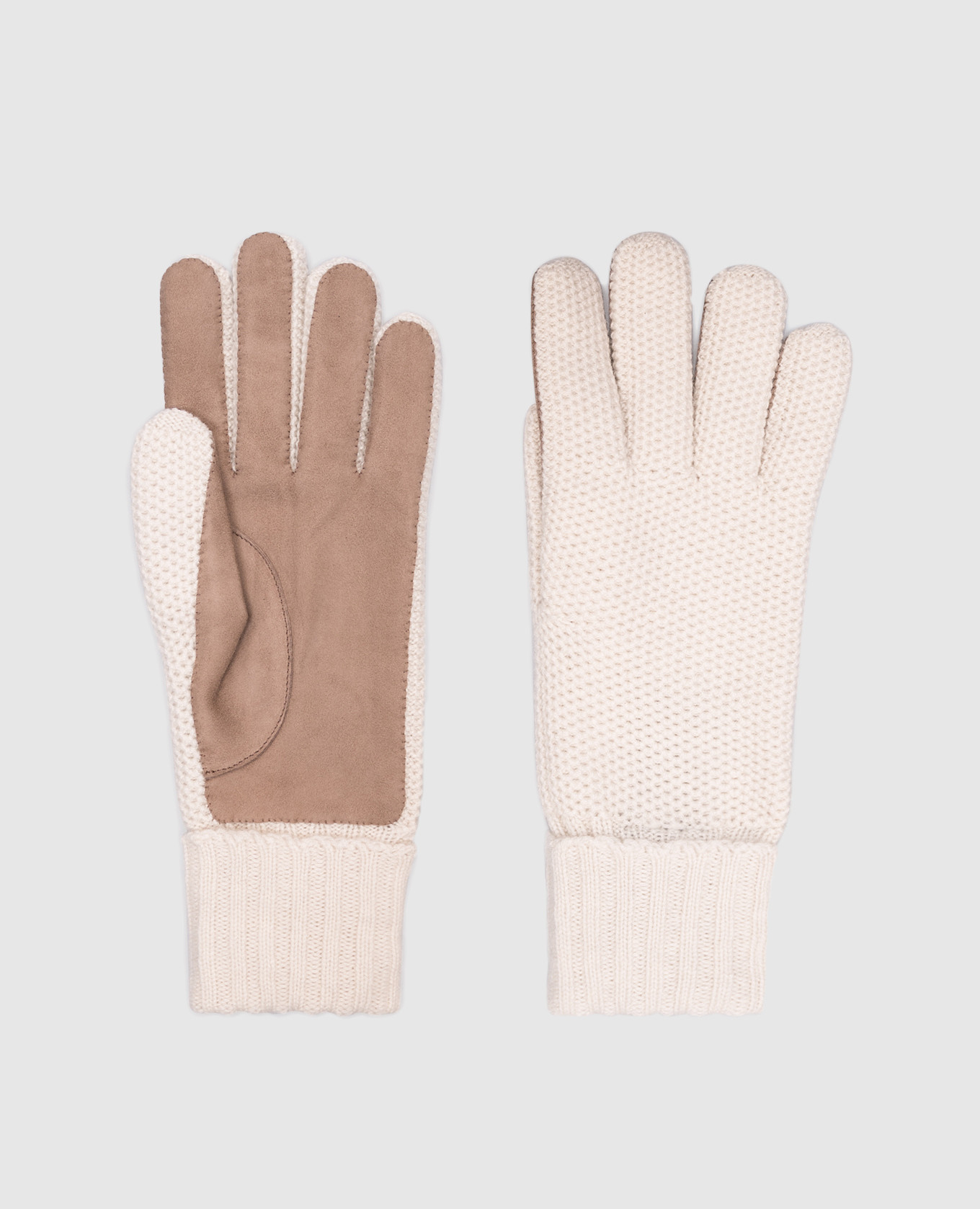 

Beige cashmere and suede combination gloves MooRER