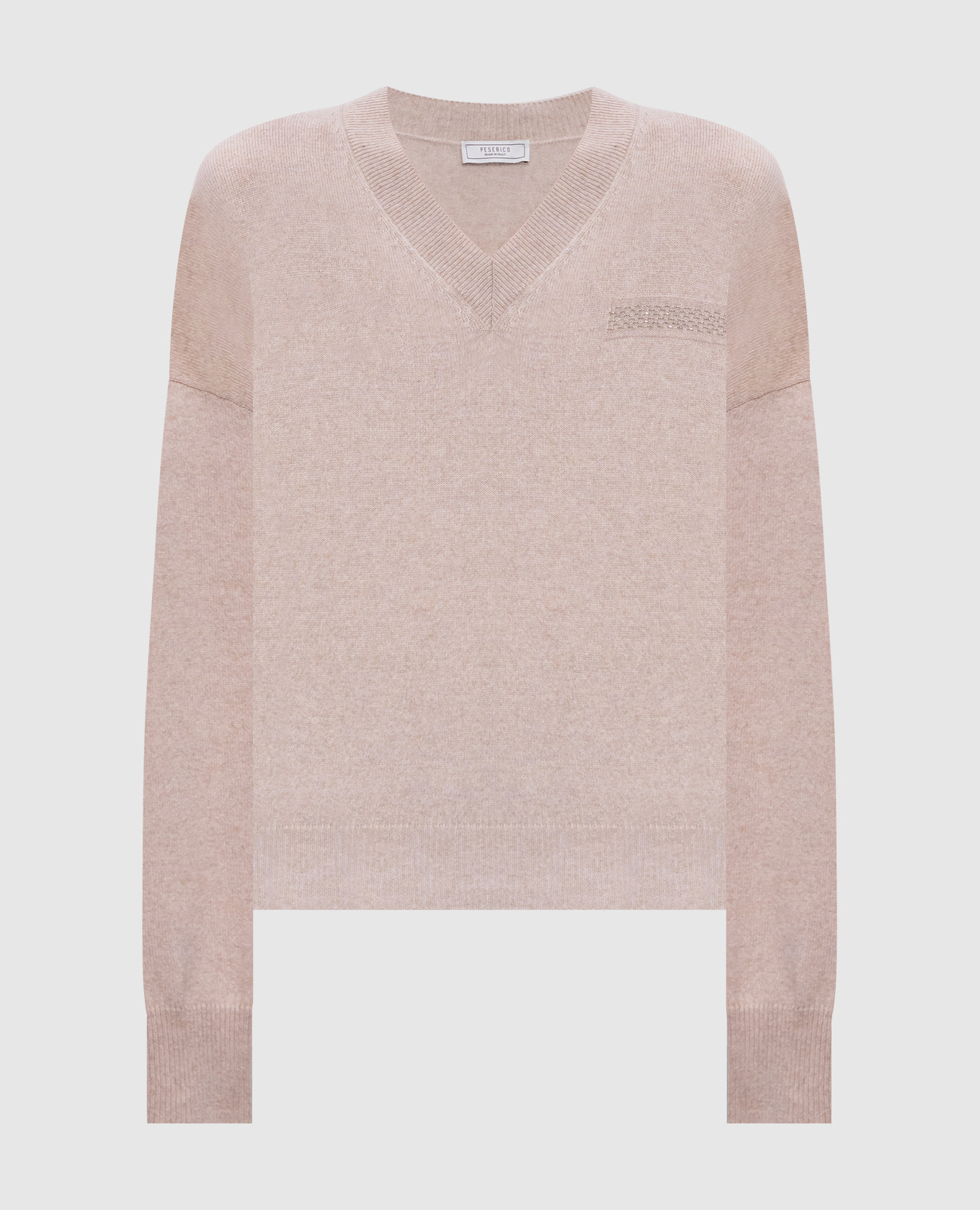 

Beige wool, silk and cashmere pullover Peserico