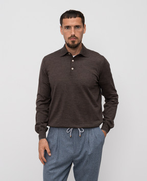 Brunello Cucinelli Brown wool and cashmere polo shirt M2400295