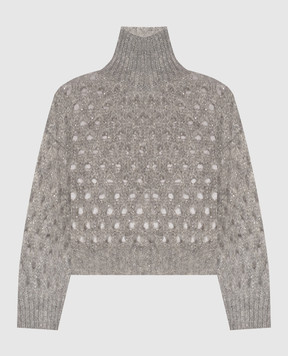 Brunello Cucinelli Gray openwork sweater with wool MNA326504