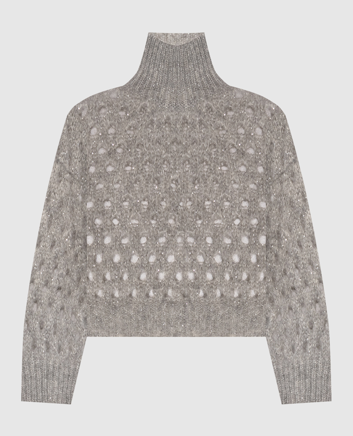 Gray openwork sweater with wool Brunello Cucinelli