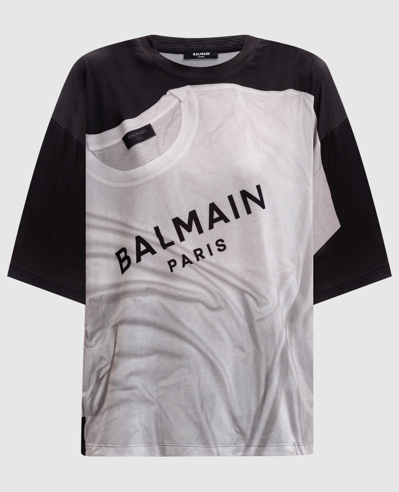 Black T-shirt with logo print Balmain