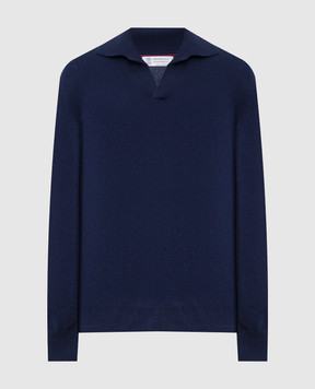 Brunello Cucinelli Blue cashmere polo shirt M22203005