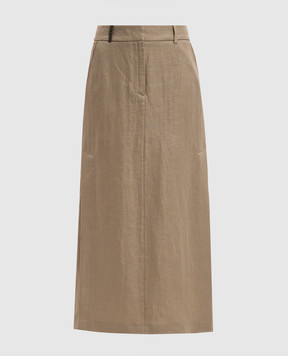Peserico Beige linen skirt with slits P0514302606