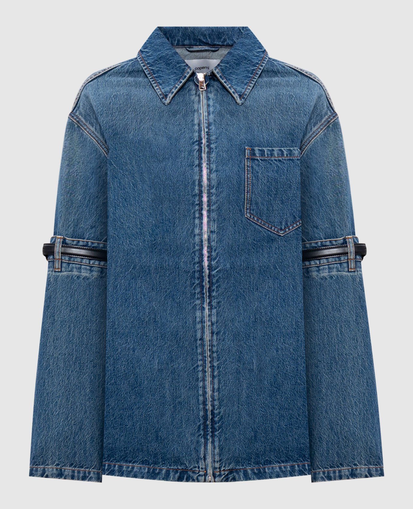 

Blue denim jacket with logo Coperni