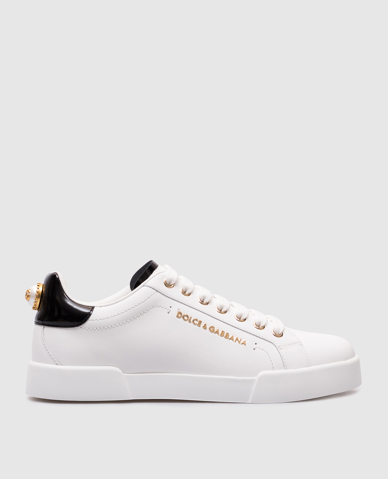 Portofino white leather sneakers with logo Dolce&Gabbana