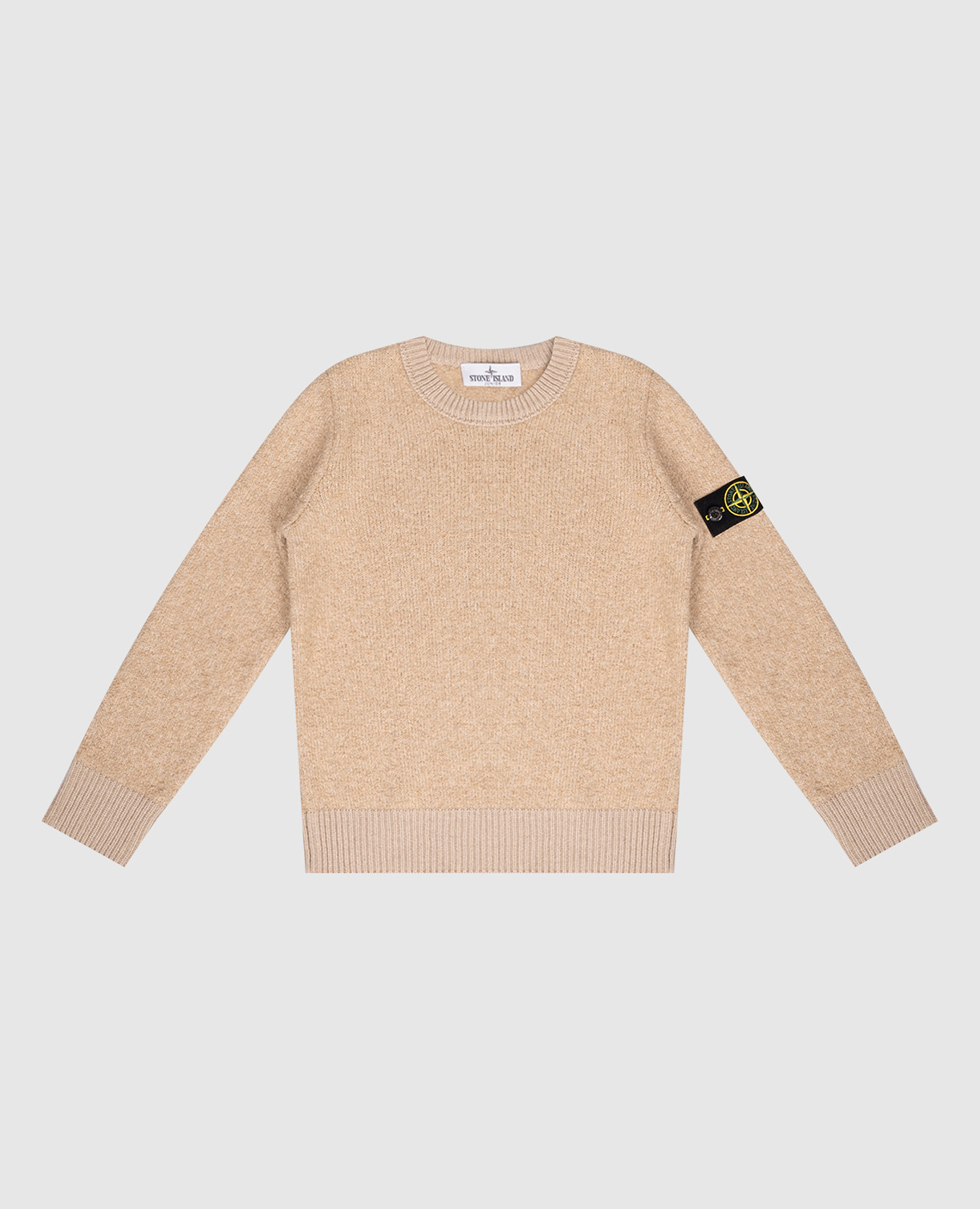 Children&#39;s beige sweater with logo patch Stone Island