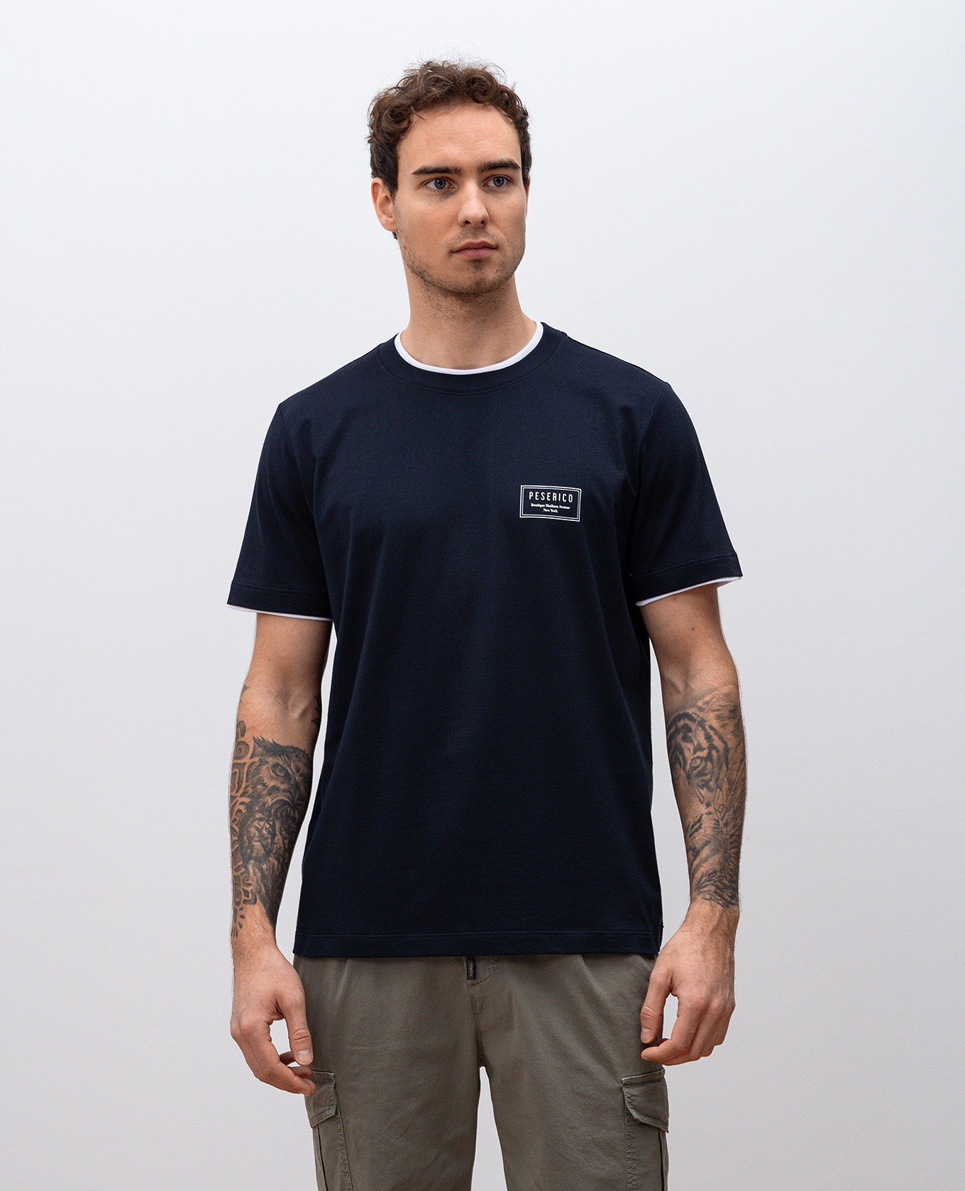 

Blue t-shirt with logo print Peserico
