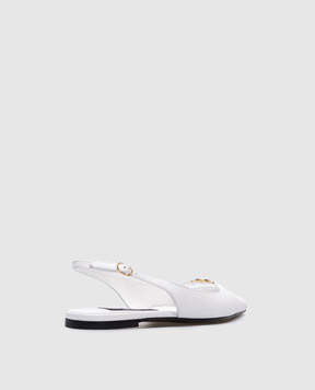 Dolce&Gabbana White leather slingbacks with metal DG logo CG0795A1953