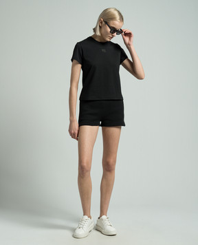 Alexander Wang Black shorts with textured logo 4CC3224349